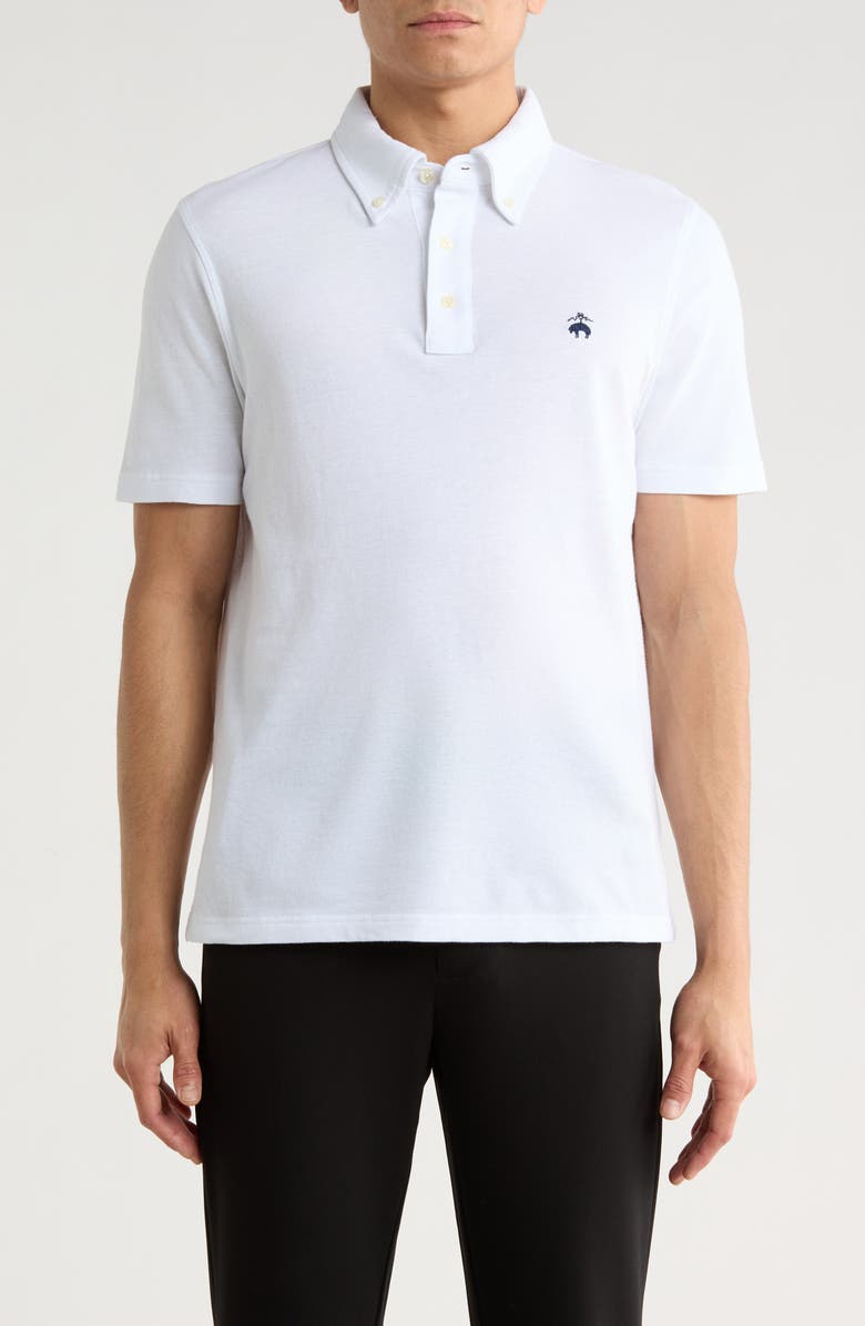 Brooks Brothers Cotton & Linen Blend Oxford Piqué Knit Polo, Main, color, White