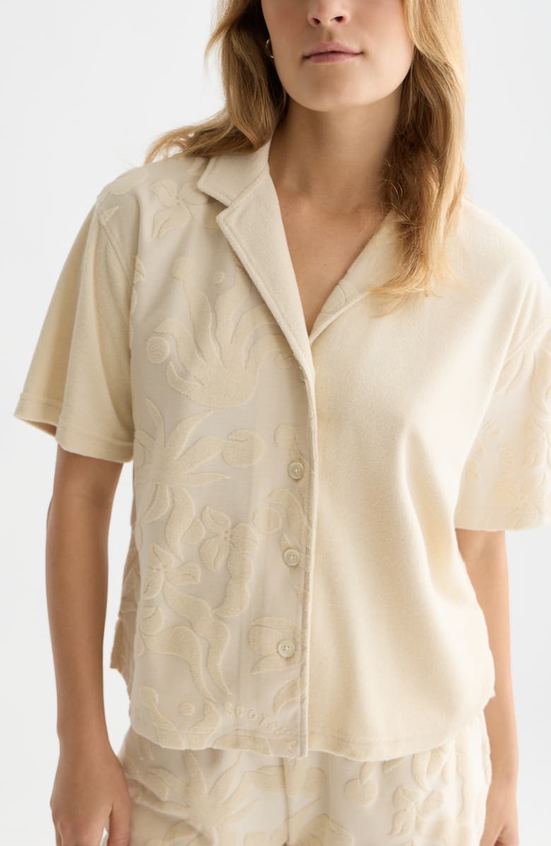 Scotch & Soda Terry Cloth Camp Shirt, Alternate, color, Fog