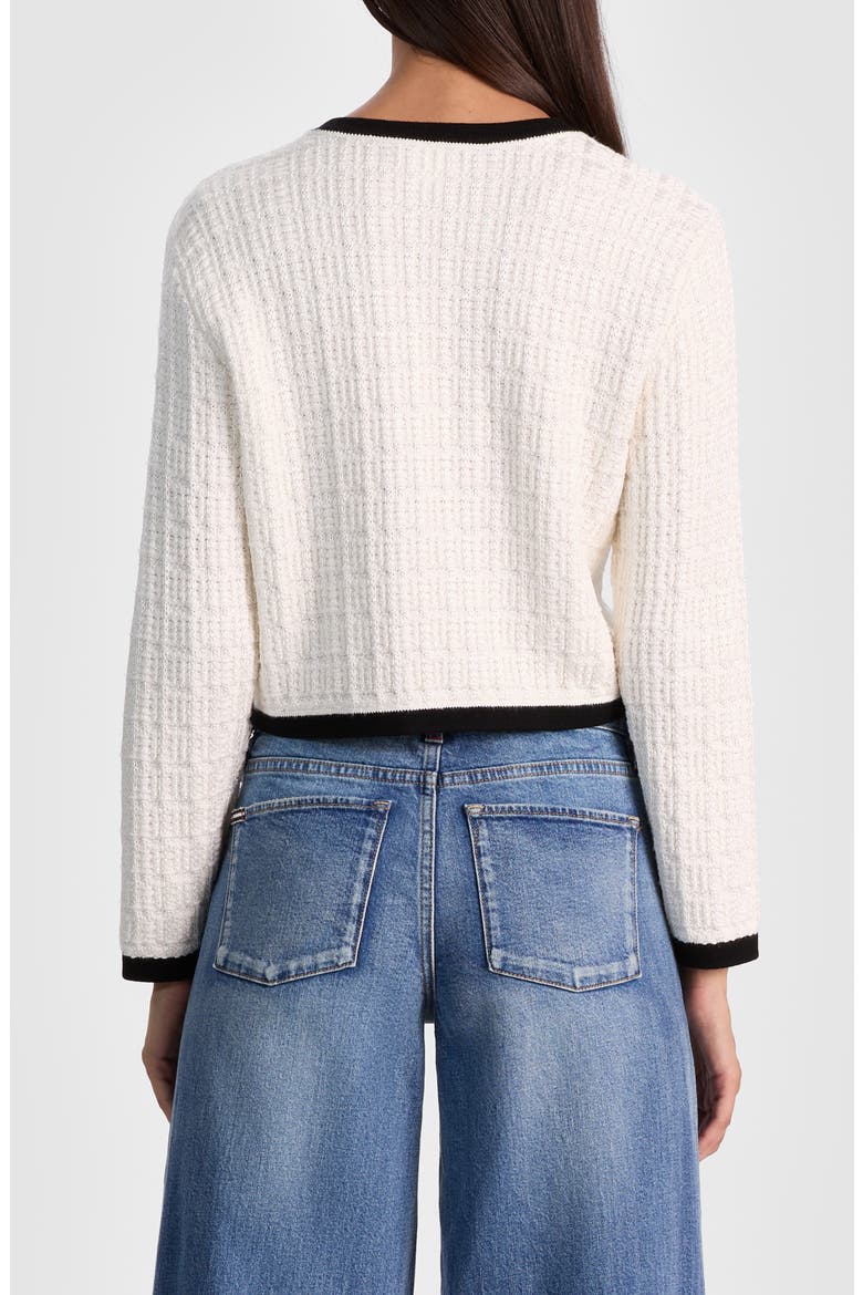 Akira Bow Cardigan, Alternate, color, SOFT WHITE/ BLACK