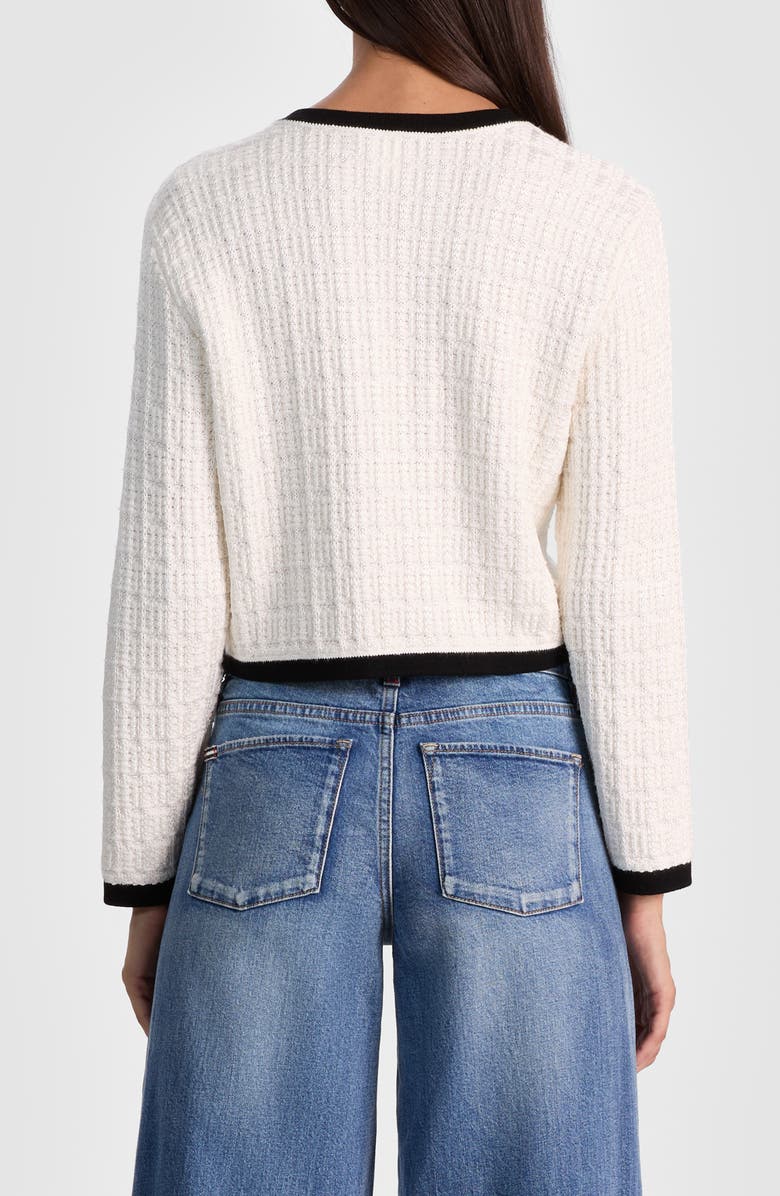 Alice + Olivia Akira Bow Cardigan, Alternate, color, Soft White/ Black