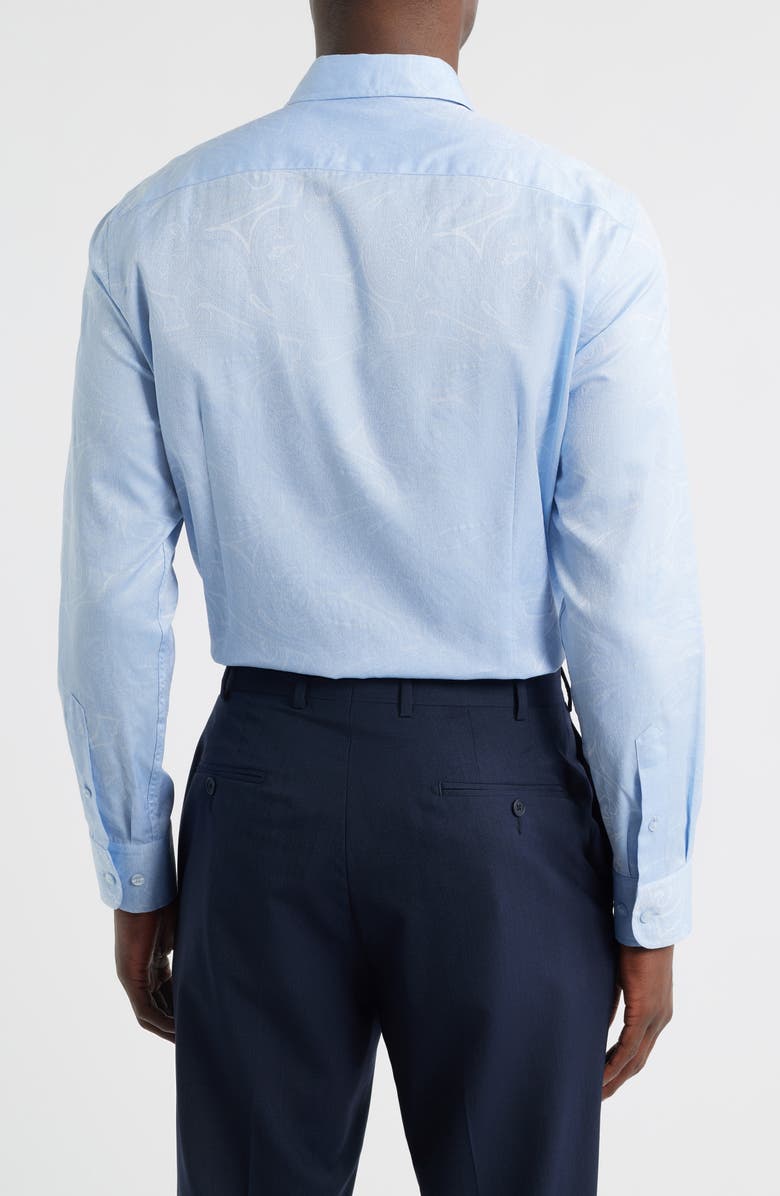 Etro Roma Regular Fit Light Blue Paisley Jacquard Cotton Dress Shirt, Alternate, color, Indaco