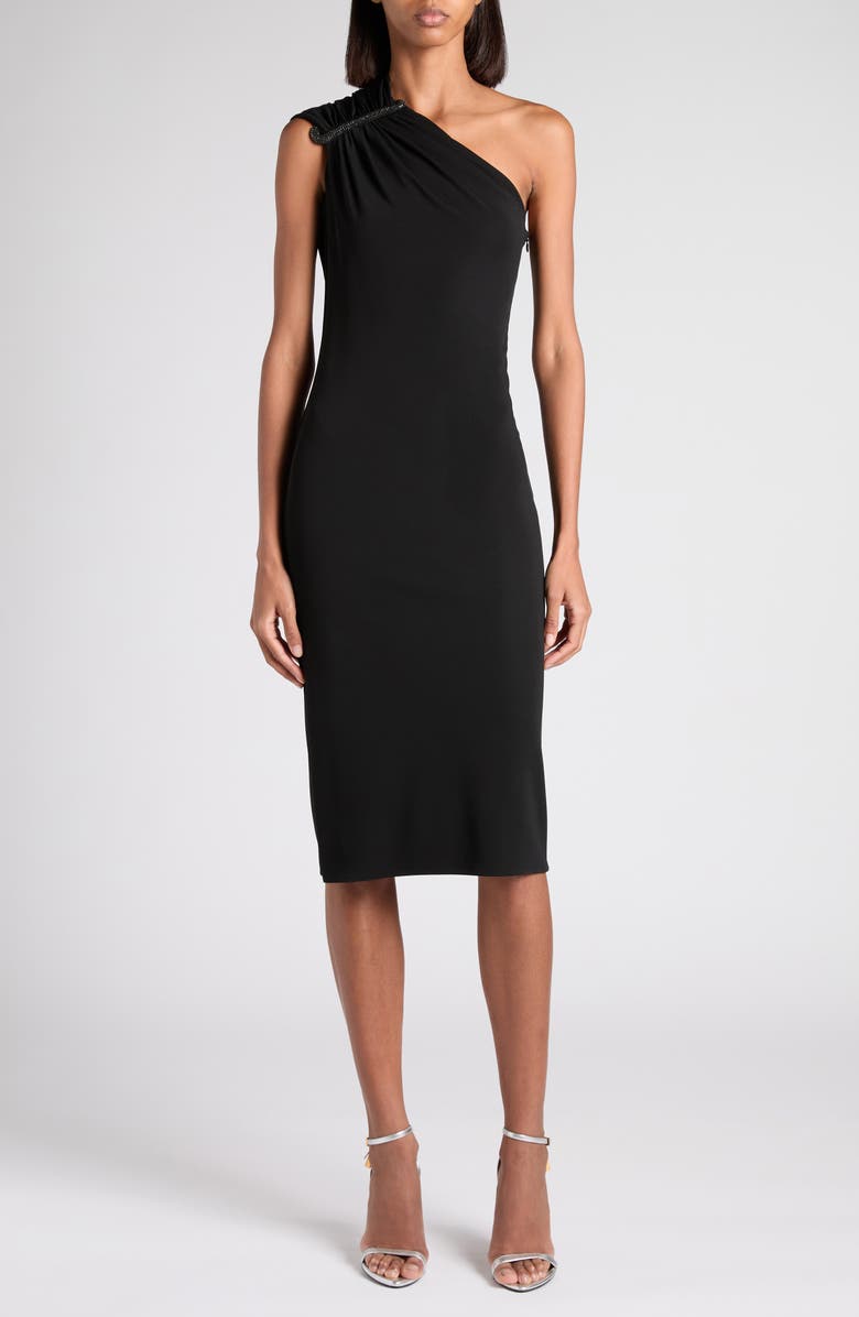 TOM FORD One-Shoulder Crepe Jersey Cocktail Dress, Main, color, Lb999 Black