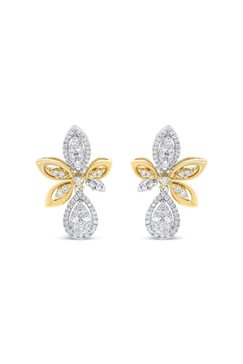 14K Gold 1.00 Cttw Diamond Teardrop Drop Dangle Earrings, Alternate, color, Yellow