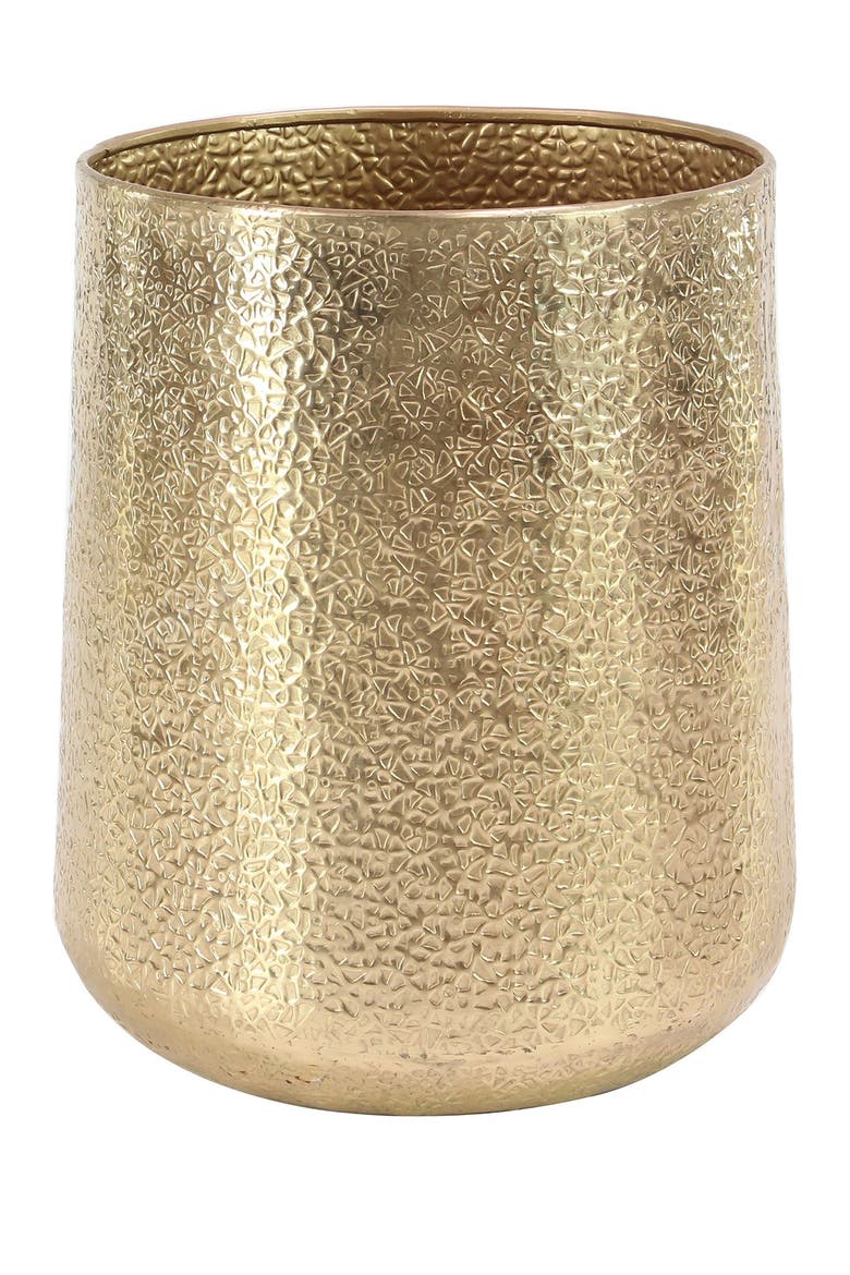 Goldtone Aluminum Indoor & Outdoor Planter with Hammered Design - Set of 3, Alternate, color, GOLD