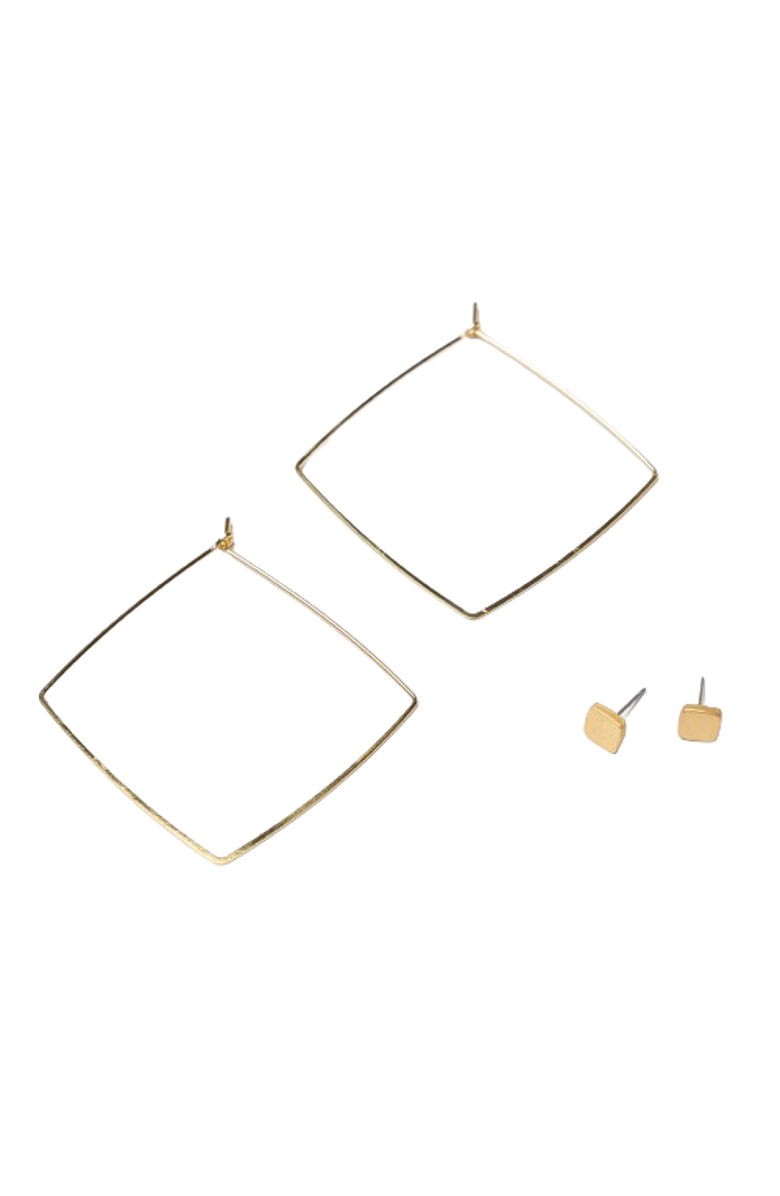 Totalee Gift Gold Geometric Diamond Earring Set Burnished Brass Gold, Alternate, color, Gold