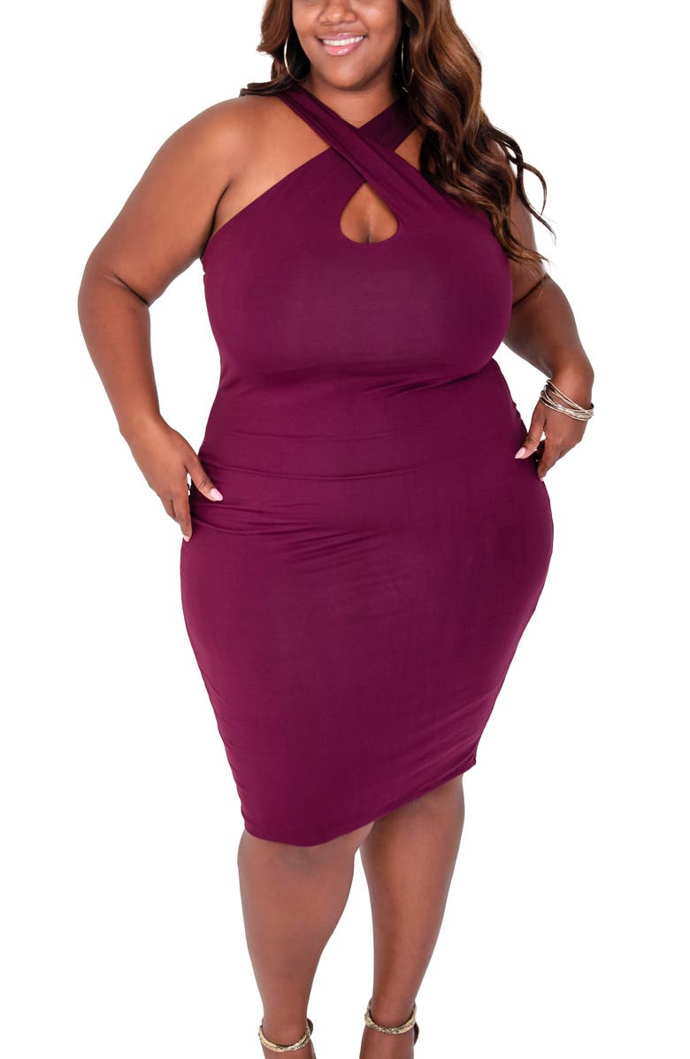 KIN by Kristine Cross Neck Halter Dress, Alternate, color,