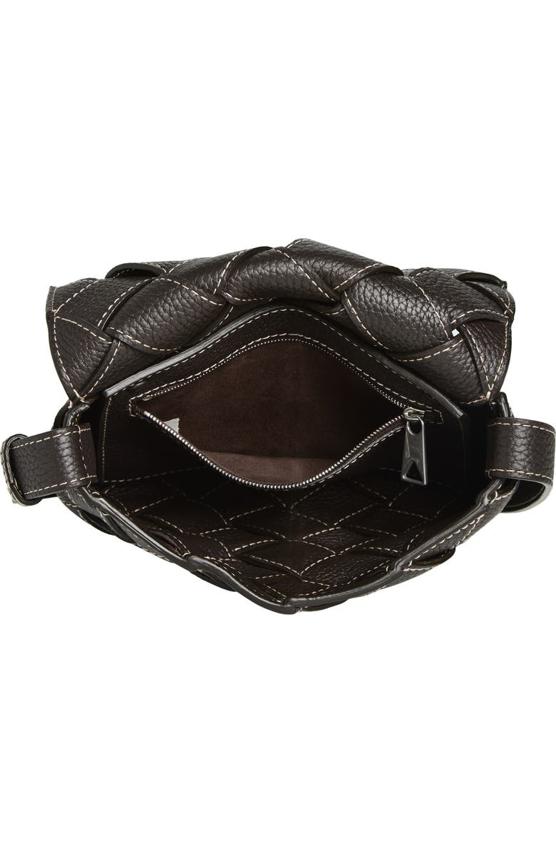 Bottega Veneta Topstitched Intreccciato Leather Messenger Bag, Alternate, color, 2314 Fondant-Natural-Silver