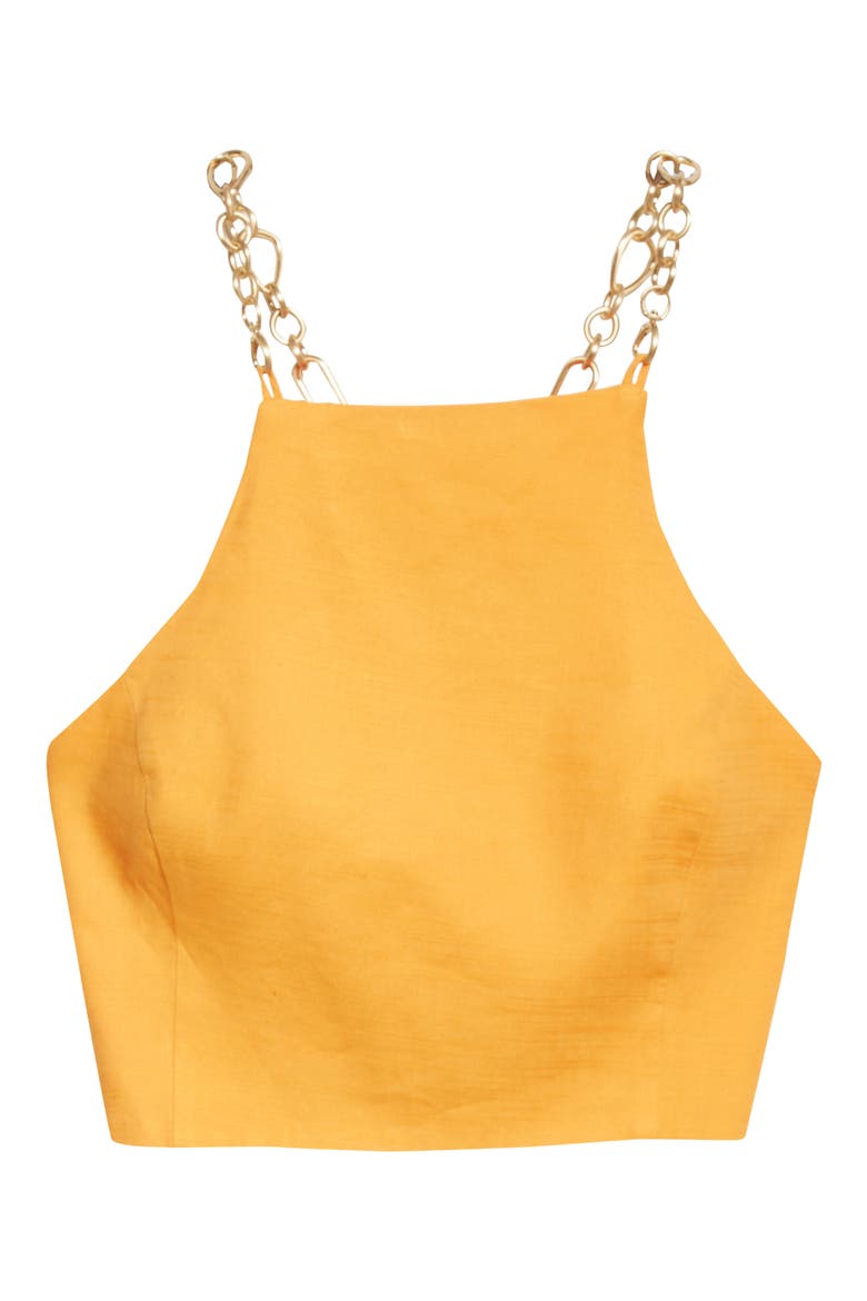 Joey Chain Strap Linen Blend Halter Top, Alternate, color, APRICOT