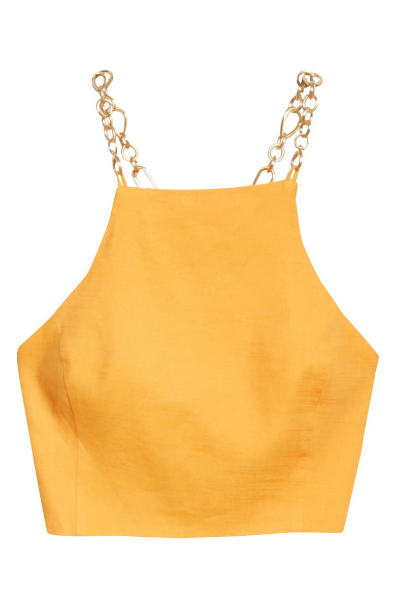 Cult Gaia Joey Chain Strap Linen Blend Halter Top, Alternate, color, 