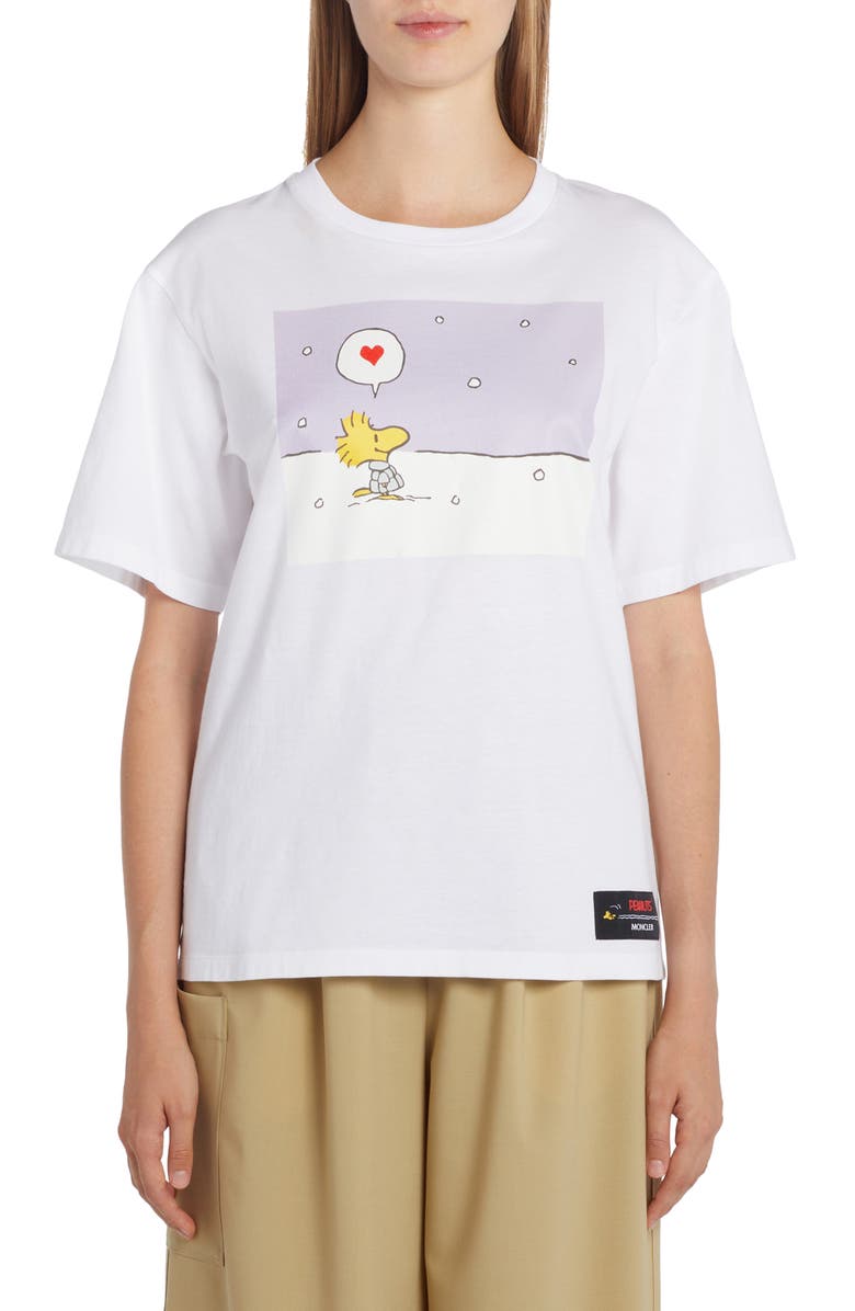 Moncler x Peanuts<sup>®</sup> Woodstock Graphic Tee, Main, color, White