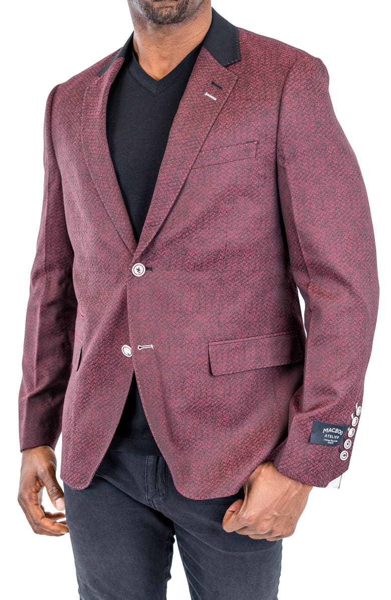 Maceoo Socrate Evo Huli Snakeskin Print Sport Coat, Alternate, color, Red