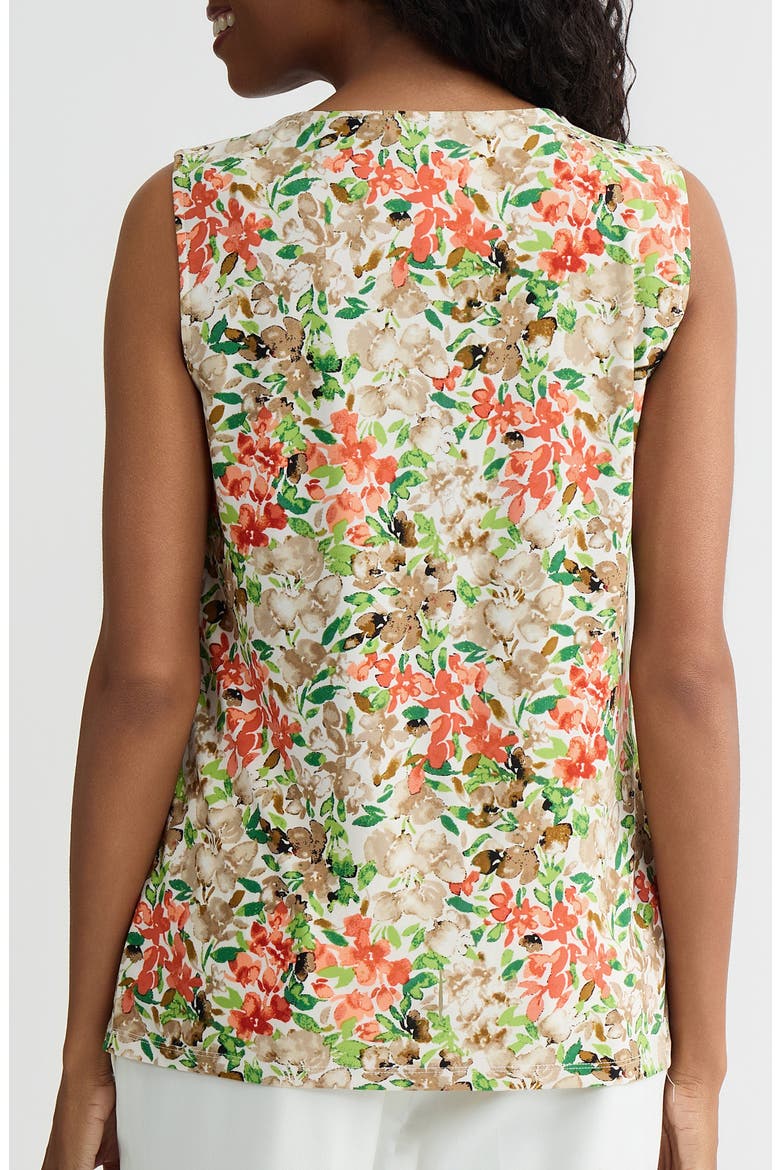 Pleat Neck Sleeveless Top, Alternate, color, VANILLA ICE MULTI