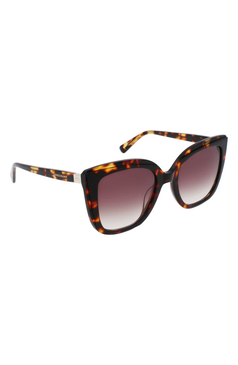 Longchamp Le Pliage 53mm Gradient Rectangular Sunglasses, Alternate, color, Dark Havana/ Brown