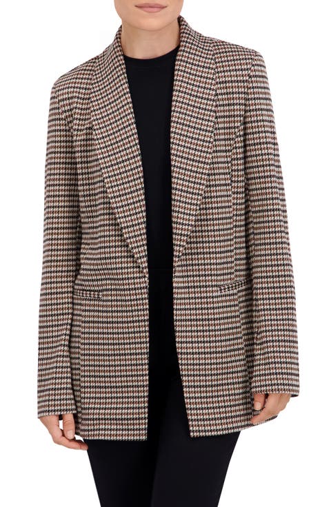 Plaid Shawl Collar Blazer