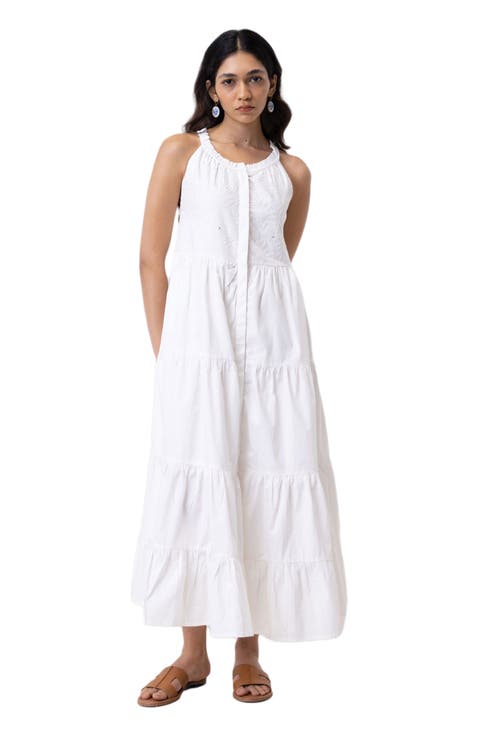 Embroidered Tiered Maxi Dress