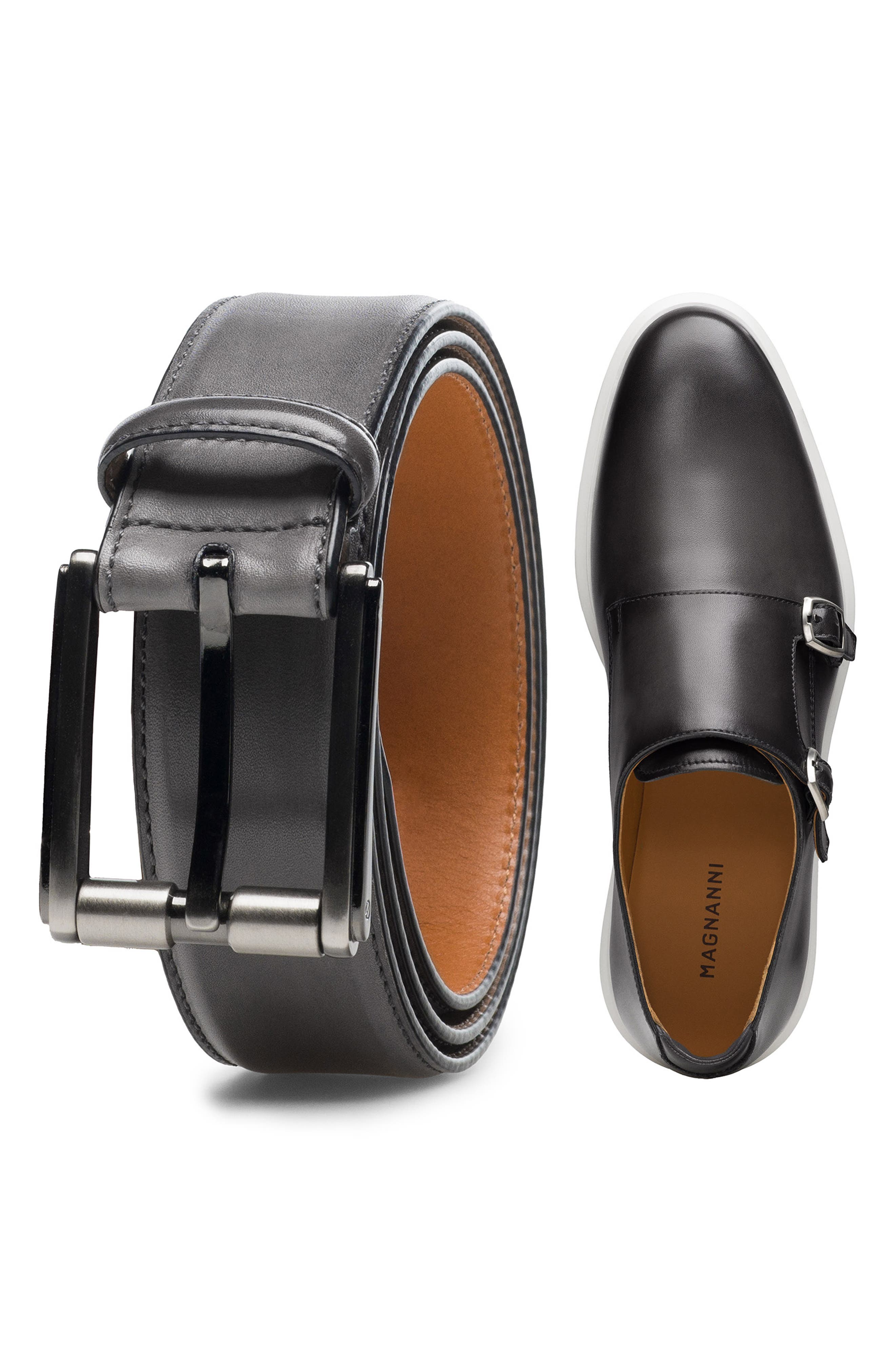 Magnanni Orion II Double Monk Strap Shoe, Alternate, color, Grey