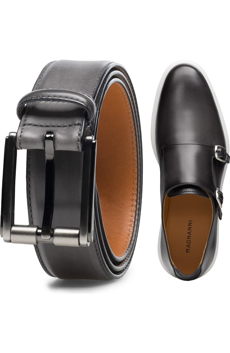 Magnanni Orion II Double Monk Strap Shoe, Alternate, color, Grey