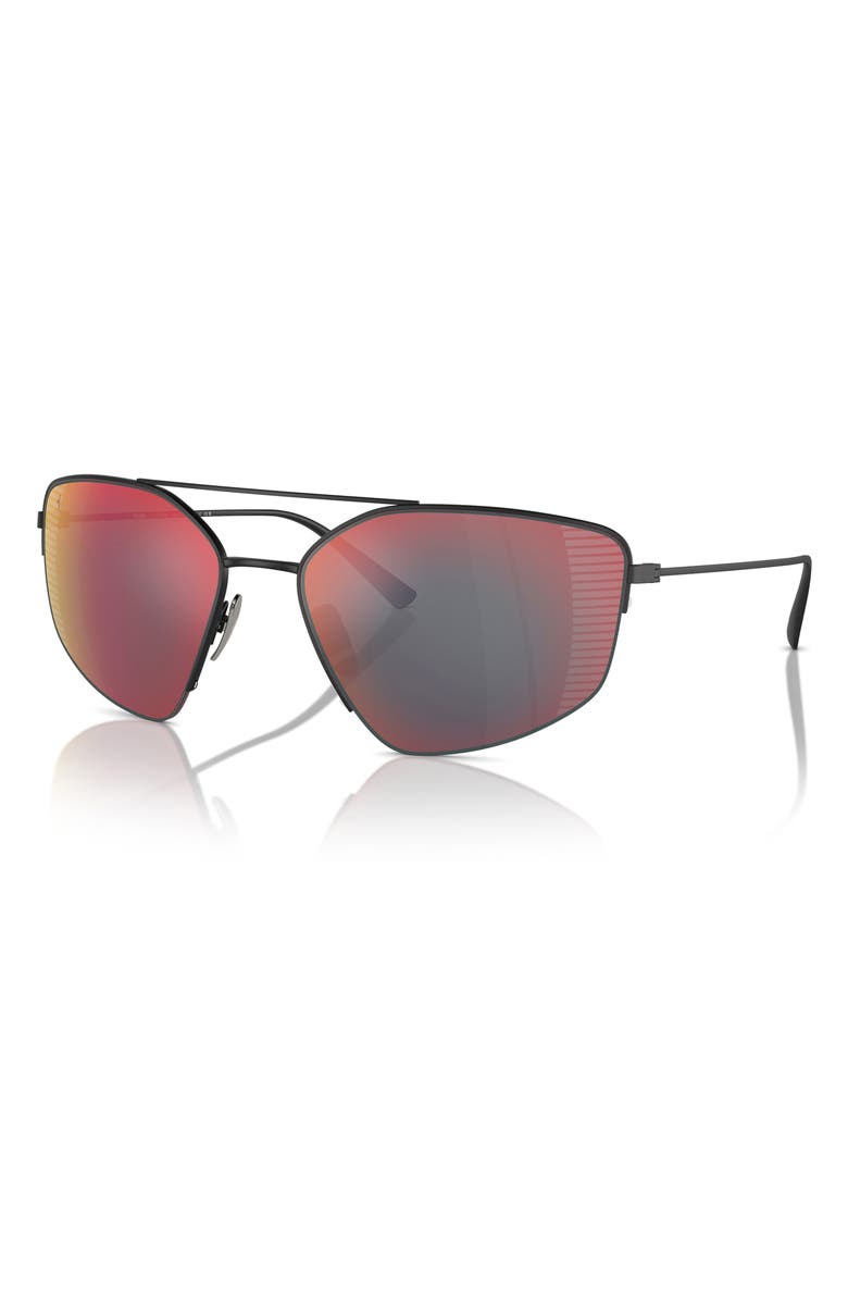 Scuderia Ferrari 63mm Oversize Irregular Sunglasses, Alternate, color, Matte Black / Mirror Red