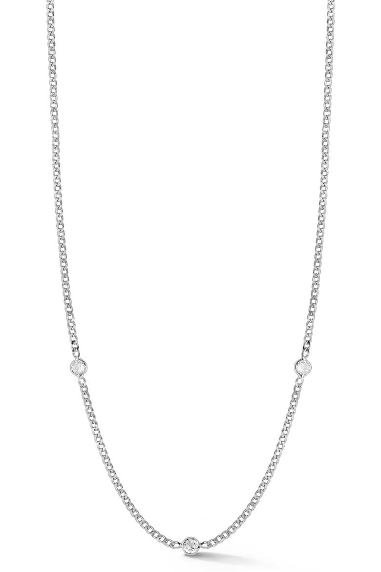 CZ Station Chain Necklace, Main, color, SILVER