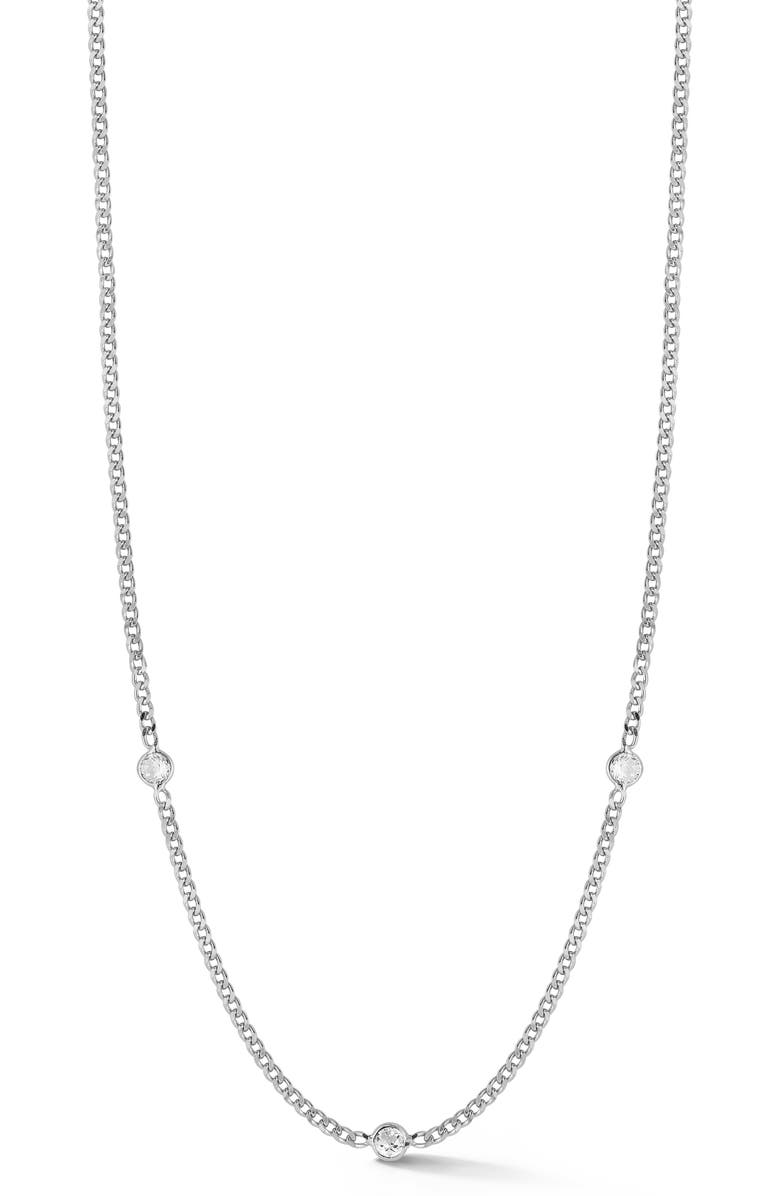 GLAZE JEWELRY CZ Station Chain Necklace, Main, color, Silver