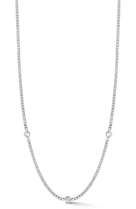 CZ Station Chain Necklace