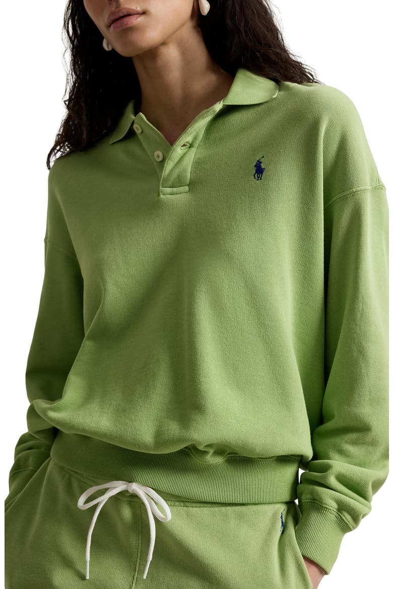 Lightweight Fleece Polo Sweatshirt, Main, color, PARAKEET GREEN