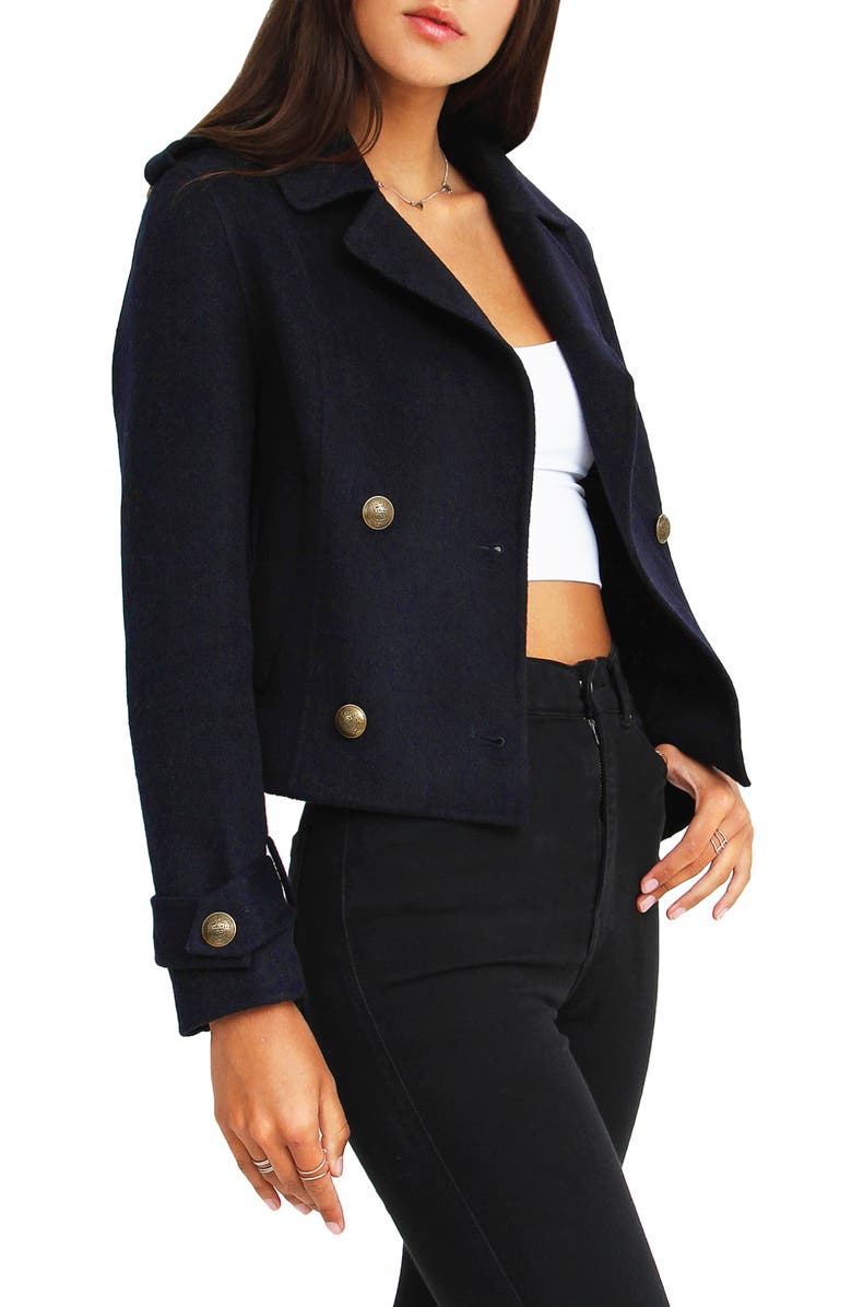 Better Off Military Wool Blend Crop Peacoat
