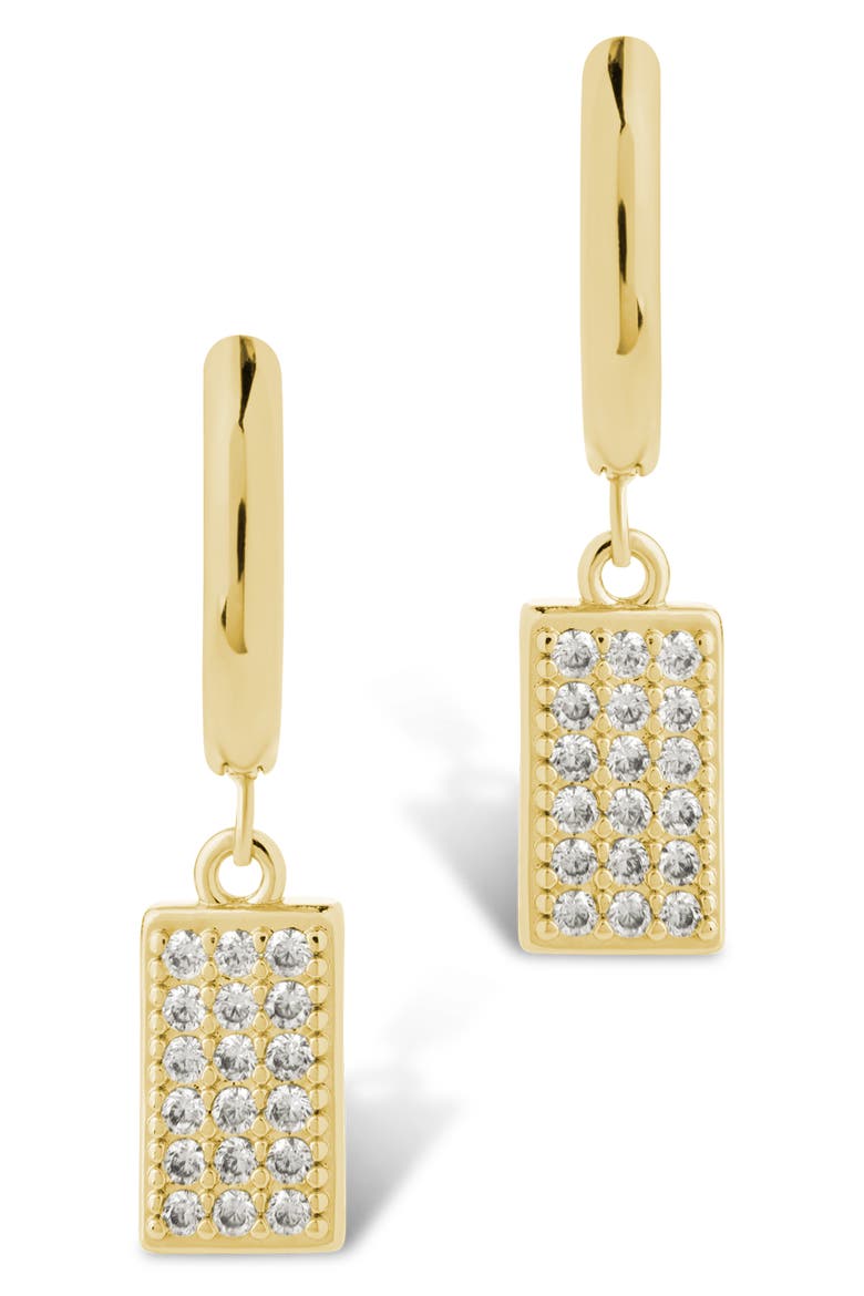 Sybil Cubic Zirconia Rectangular Tag Drop Earrings, Alternate, color, GOLD