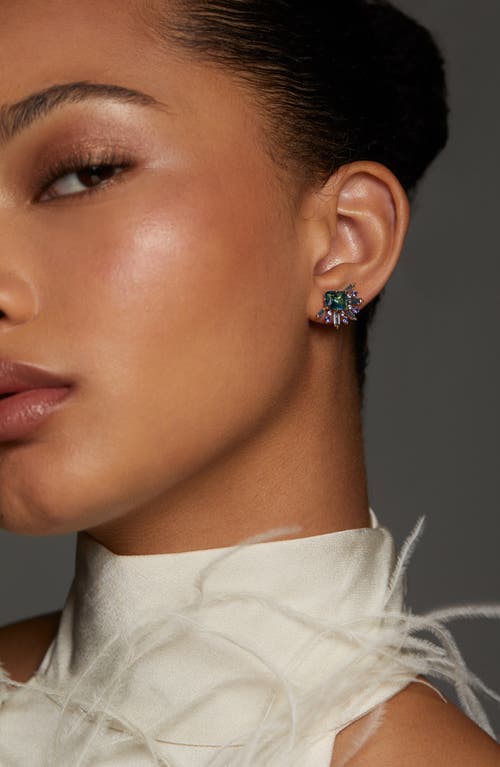 Nadri Stellar Halo Stud Earrings In Green