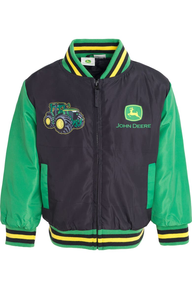 Varsity Bomber Jacket, Main, color, Green and Black