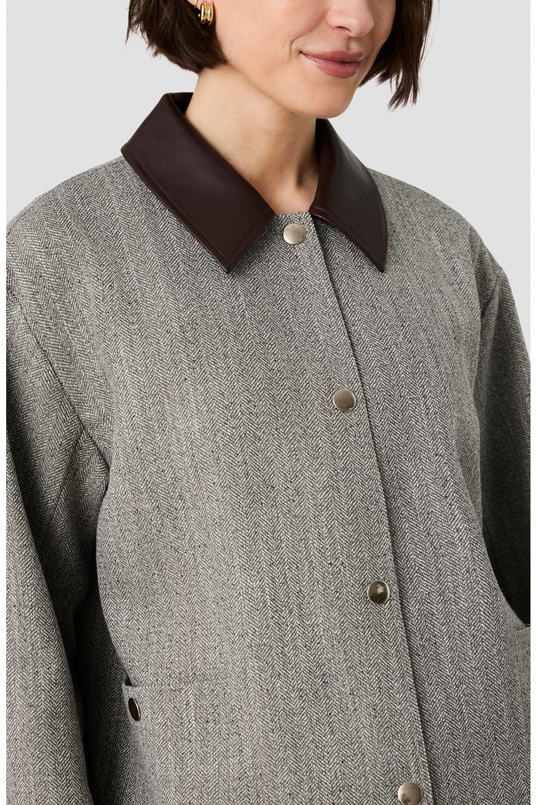 Herringbone Jacket with Contrast Collar, Alternate, color, SPECKLED HERRINGBONE