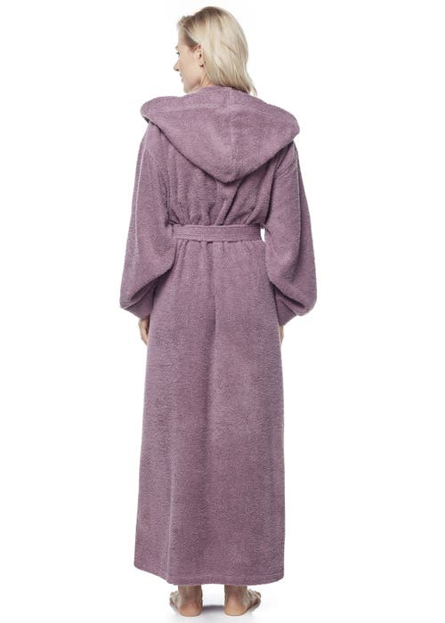 Arus Cotton Full Length Hooded Bathrobe In Purple