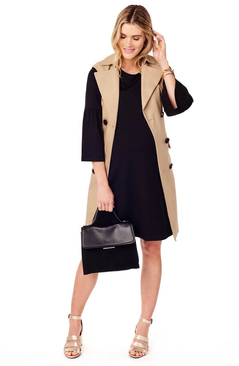 Ingrid & Isabel<sup>®</sup> Ponte Knit Bell Sleeve Maternity Dress, Alternate, color, 