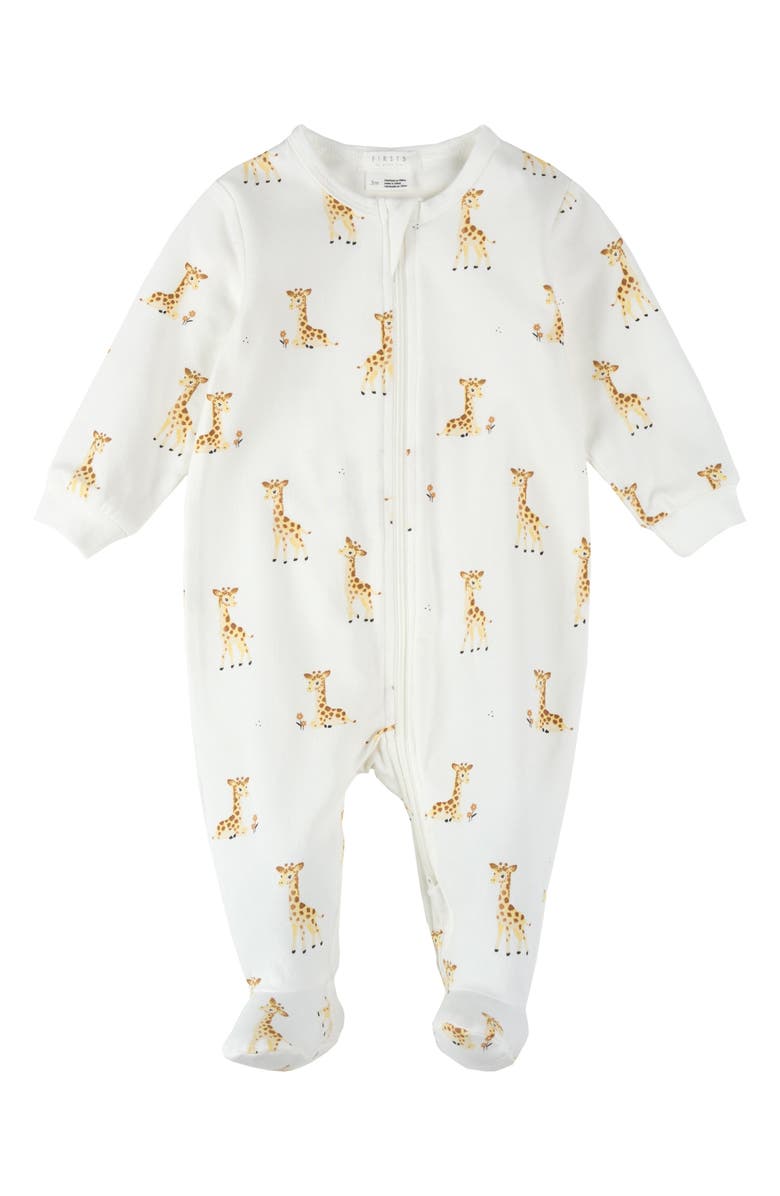 Giraffe Print Cotton One-Piece Footed Pajamas