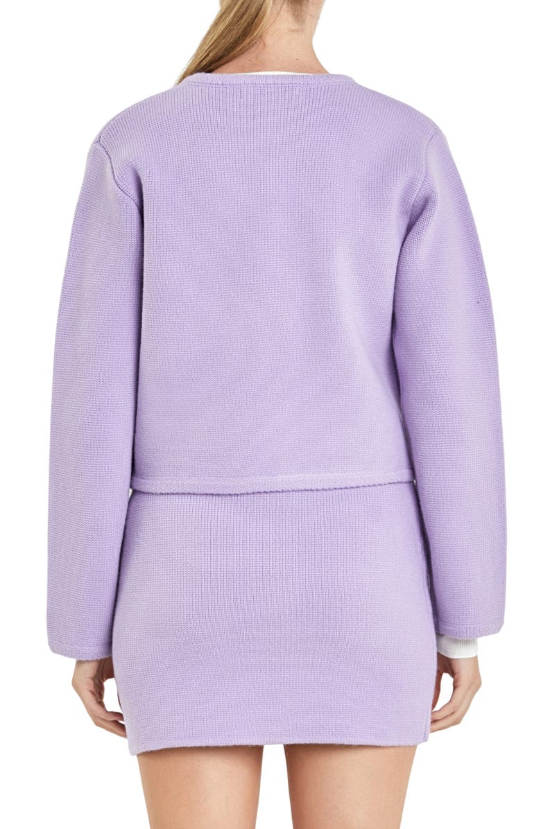 English Factory Crop Knit Cardigan, Alternate, color, Lilac
