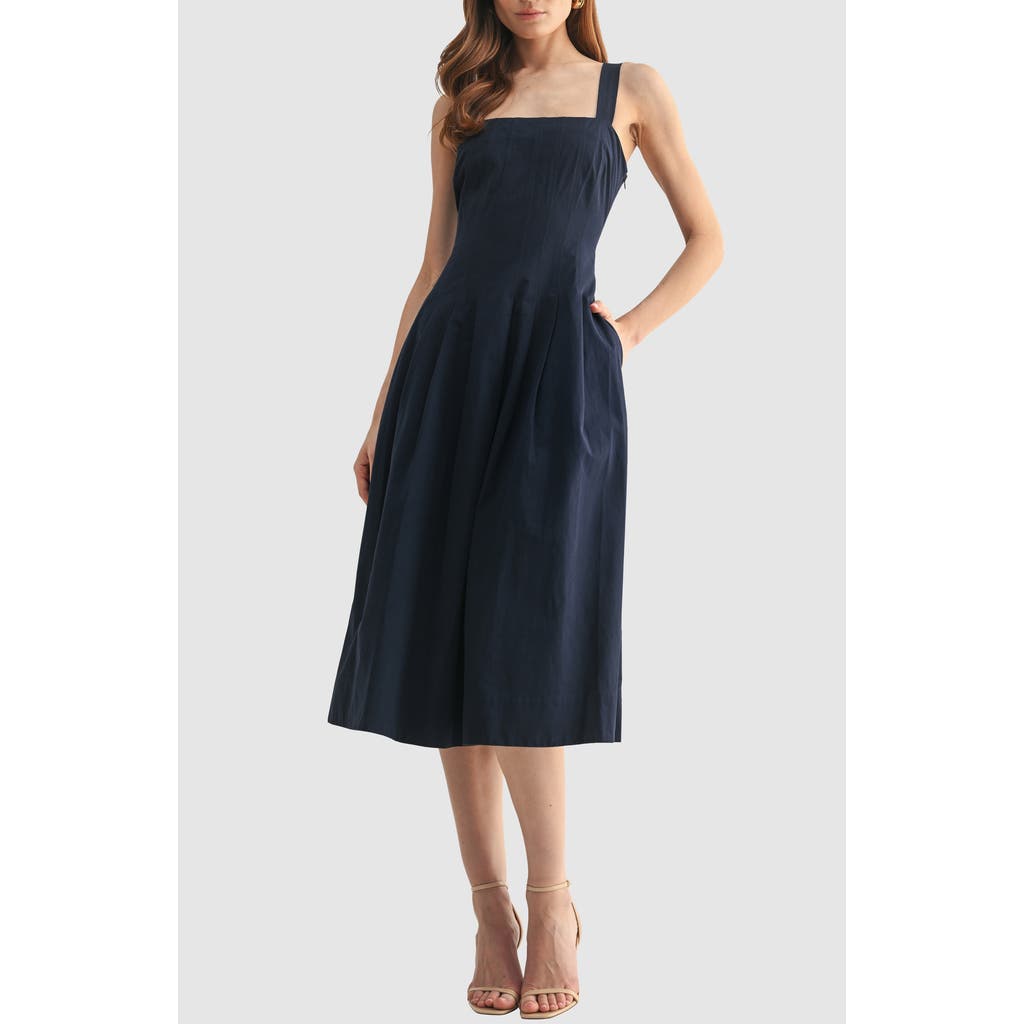 Mila Mae Pleated Cotton Midi Dress