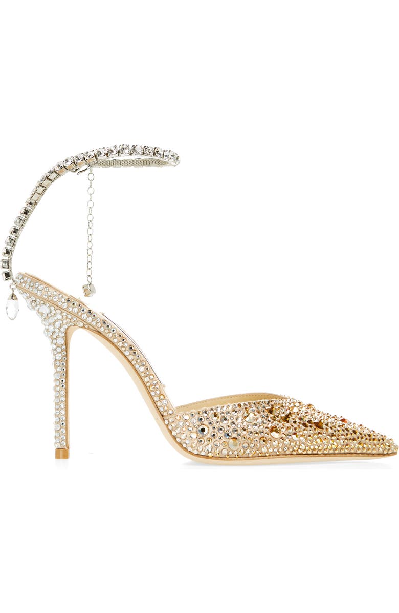 Jimmy Choo Saeda Crystal Ankle Strap Pointed Toe Pump, Alternate, color,