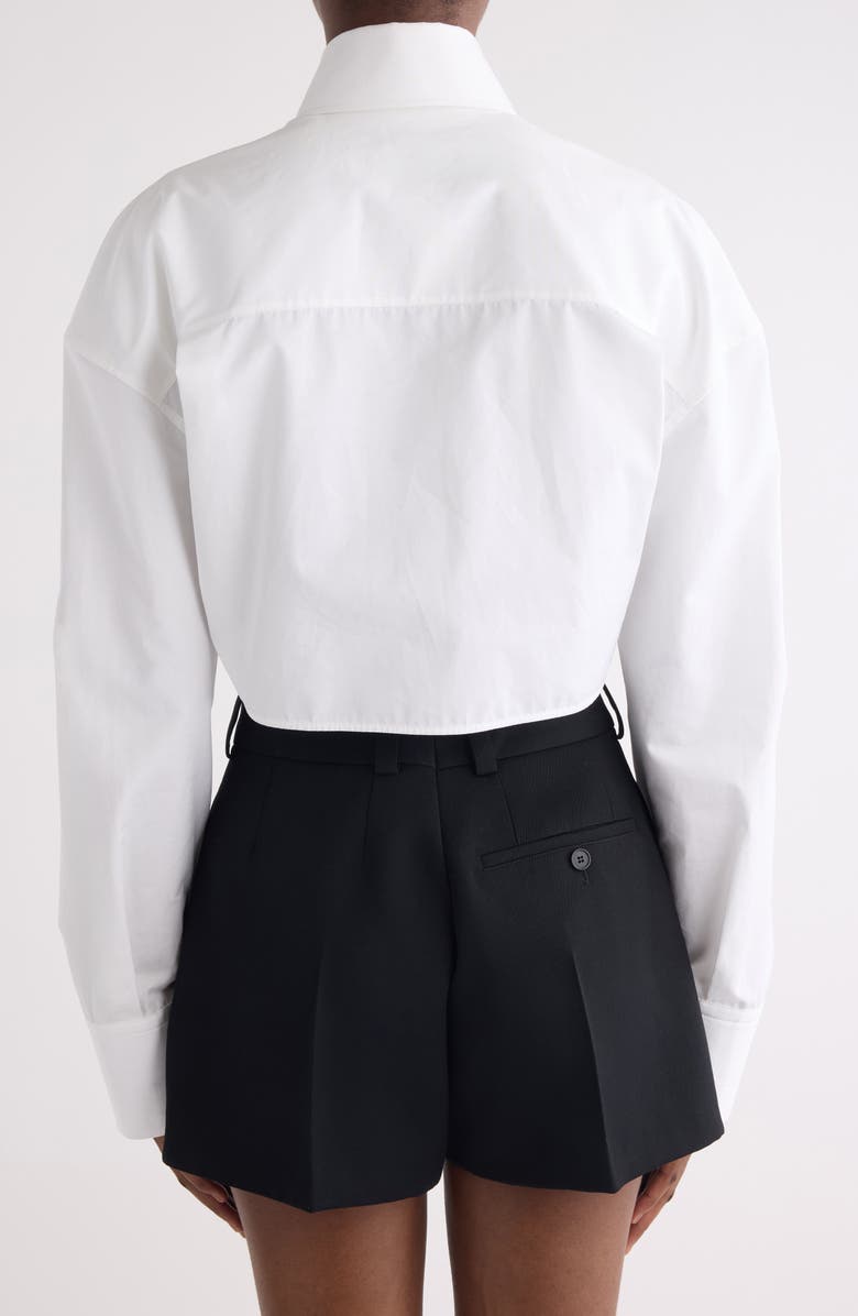 Givenchy High Low Tie Front Poplin Button-Up Shirt, Alternate, color, White