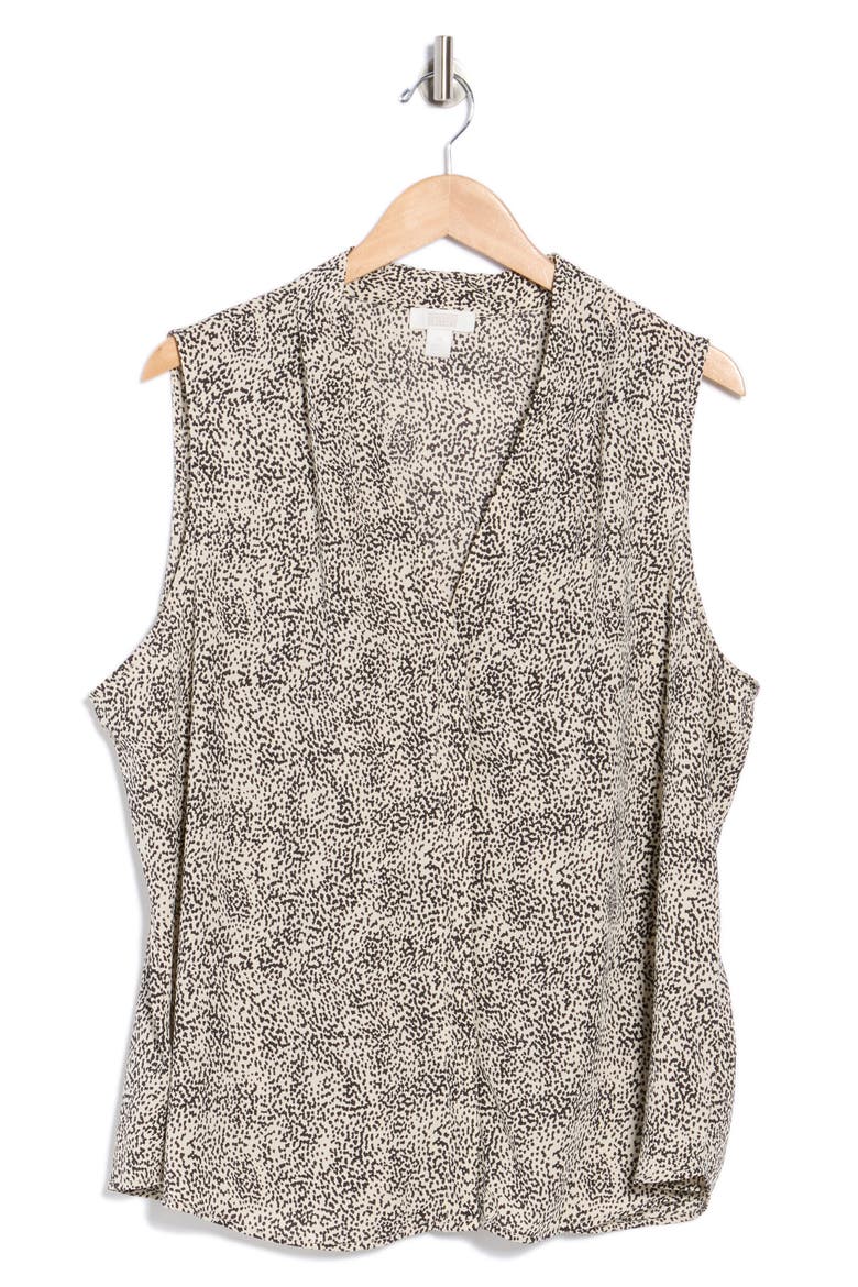 V-Neck Shell, Alternate, color, BEIGE- BLACK DASHING DOT