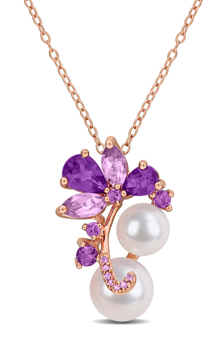 DELMAR 8-9mm Cultured Freshwater Pearl Pendant Necklace, Main, color, Purple