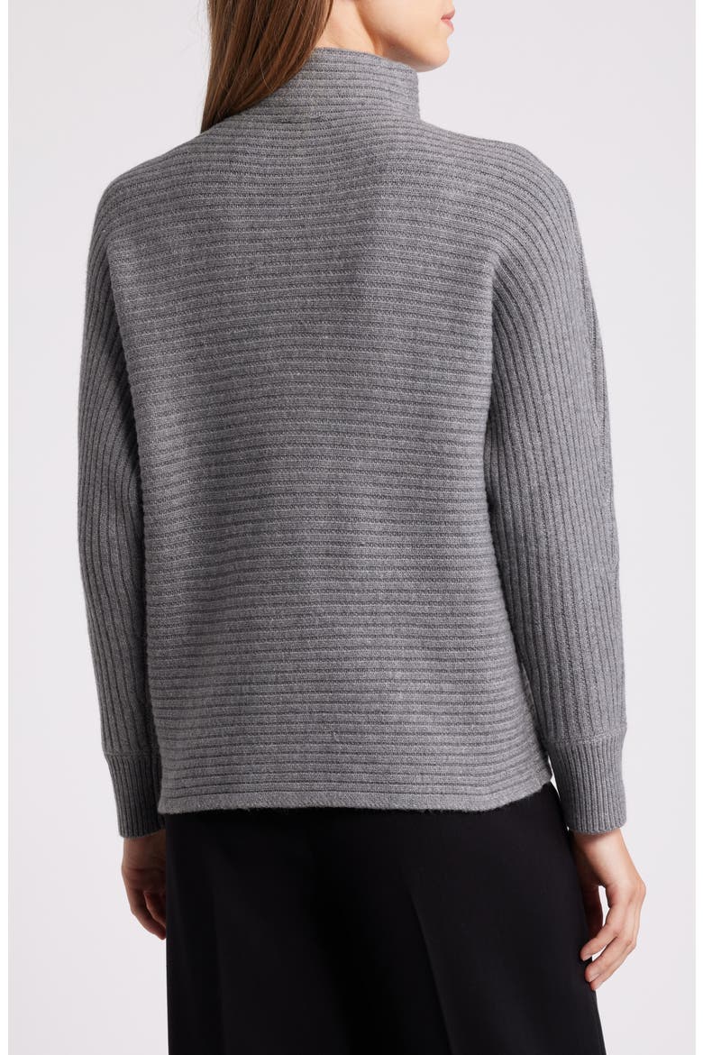 Horizontal Rib Mock Neck Sweater, Alternate, color, GRAPHITE HEATHER GREY