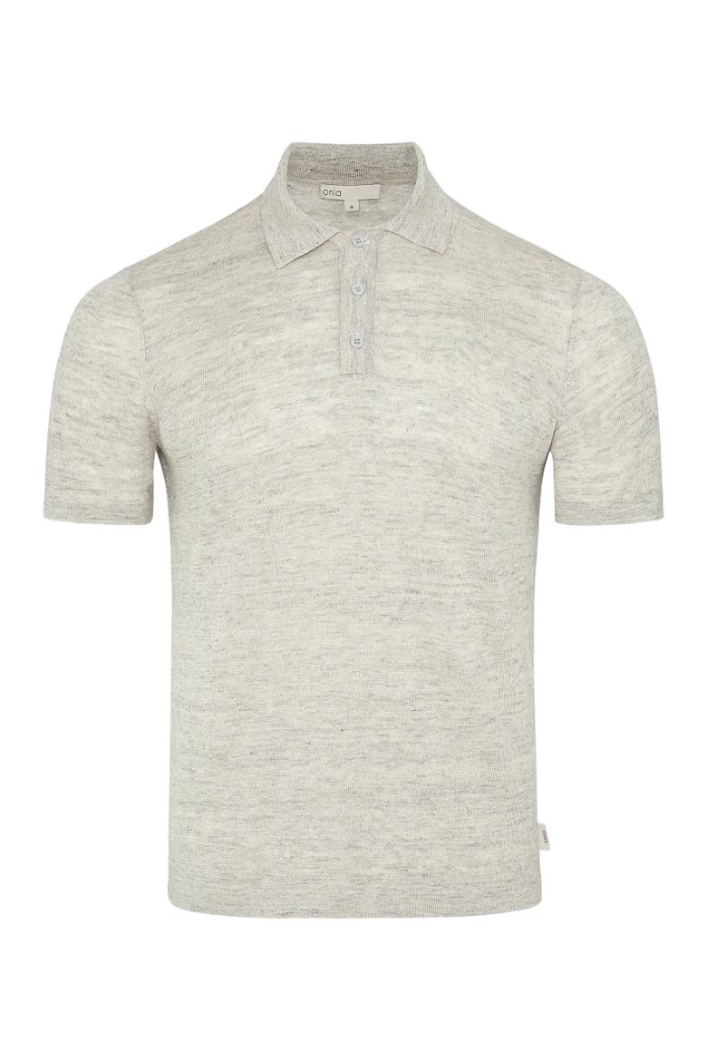 Linen Sweater Polo, Alternate, color, LIGHT GREY MELG