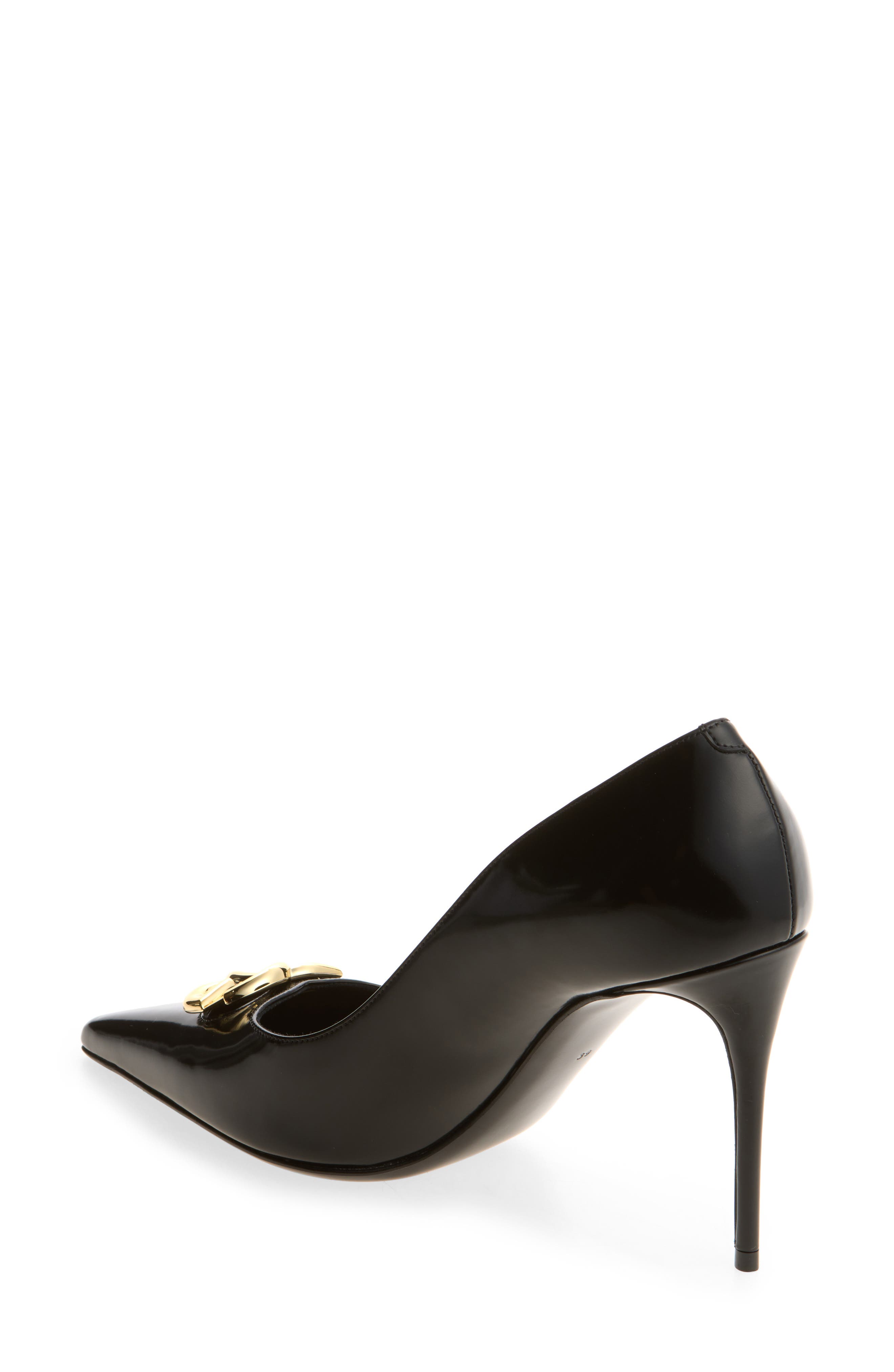 DG Logo Pointed Toe Pump, Alternate, color, BLACK