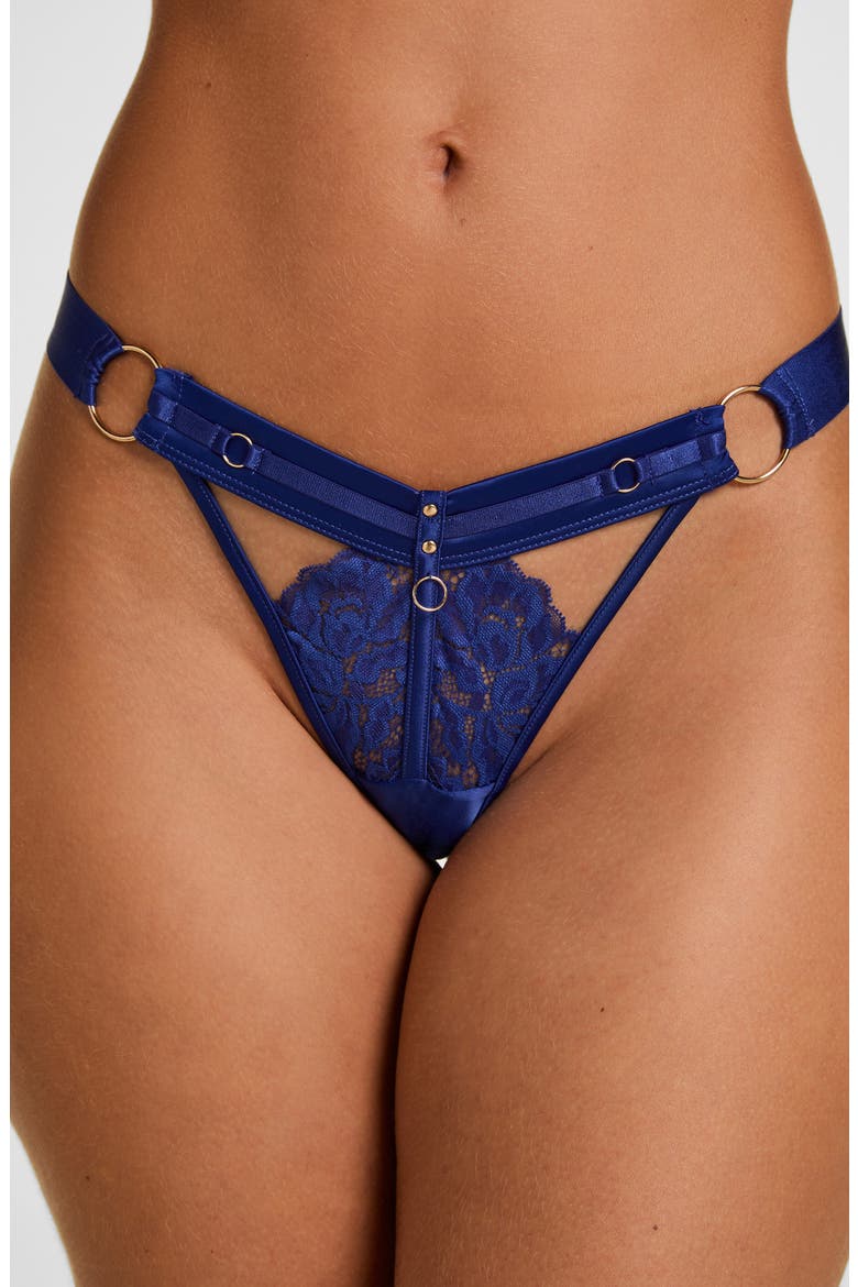 Emmeline Lace Strappy Thong, Alternate, color, CLEMATIS BLUE