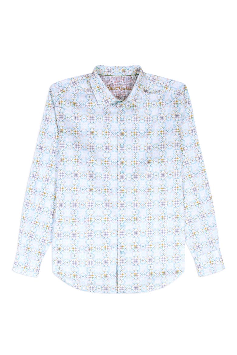 Runnymede Stretch Cotton Button-Up Shirt, Alternate, color, BLUE MULTI