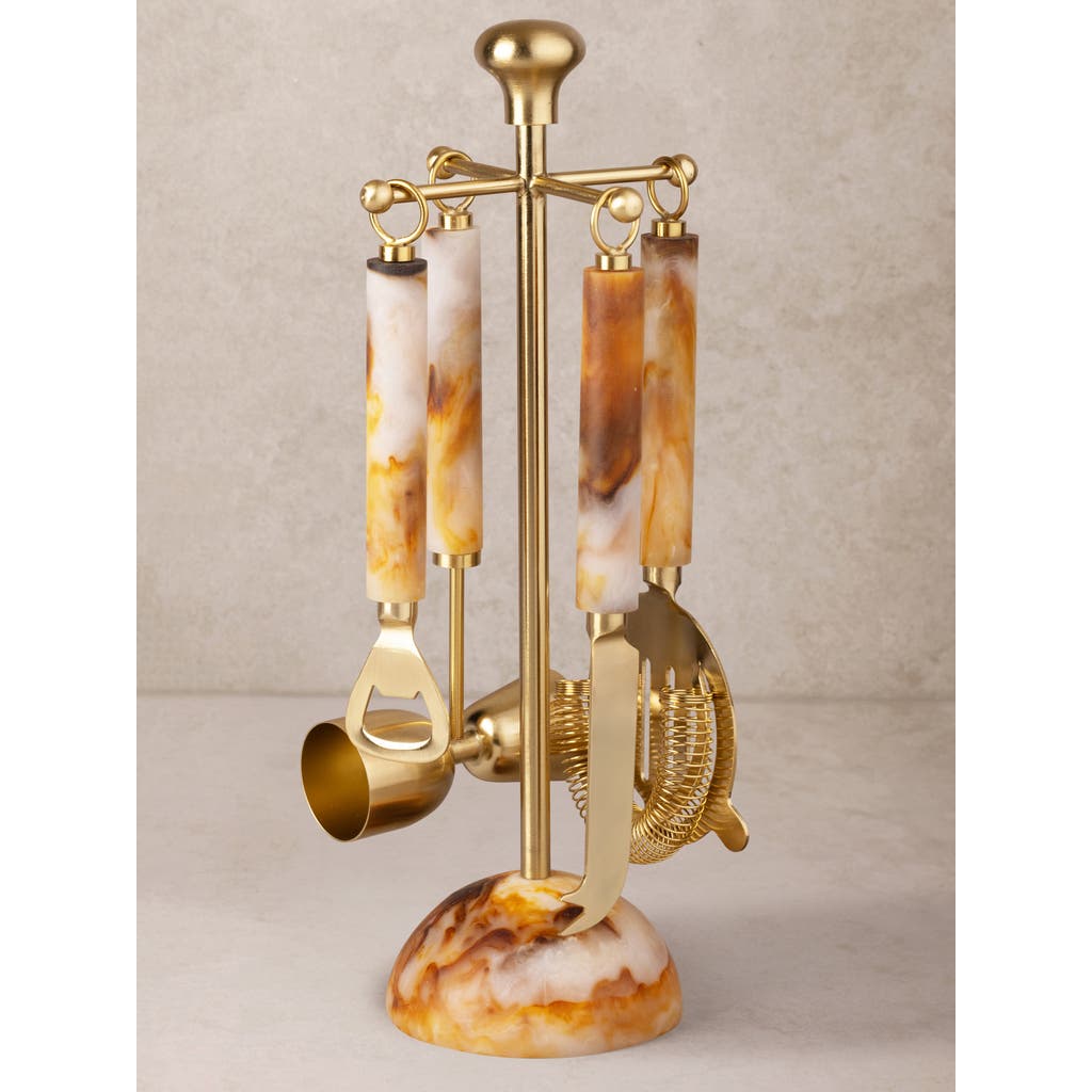 Gauri Kohli Kampai Bar Tools Set In Brown