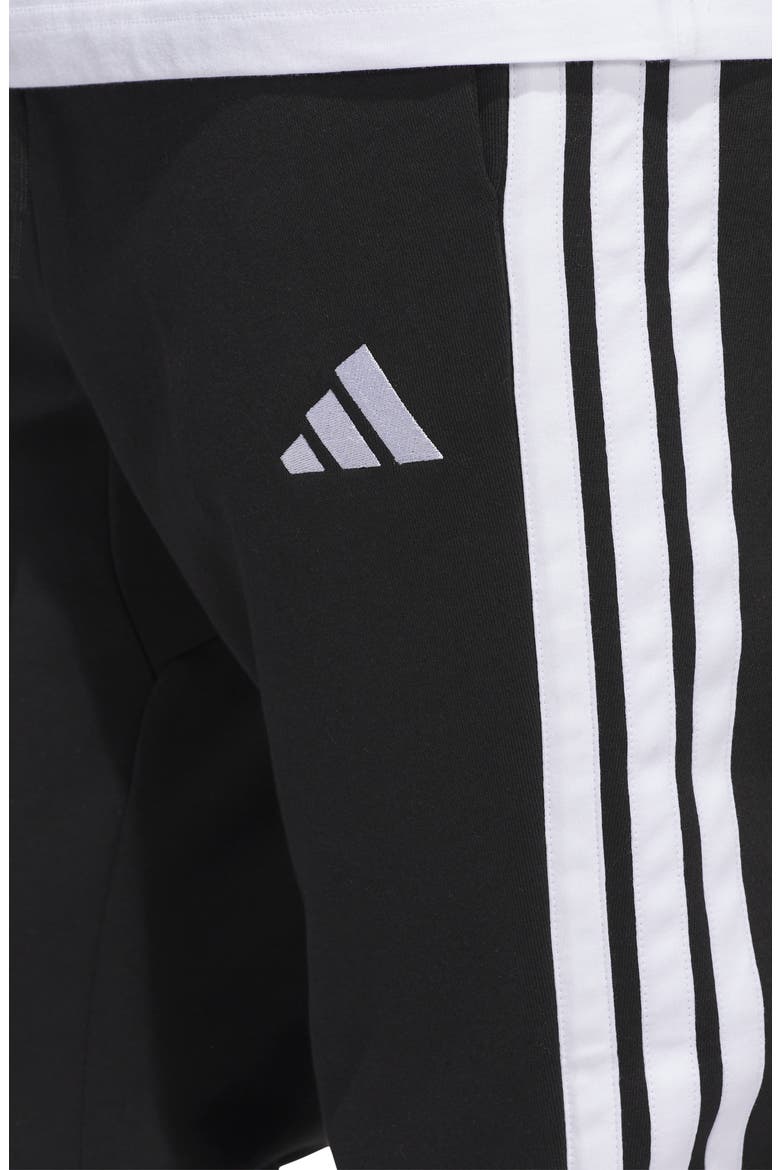 Essential 3-Stripes Fleece Joggers, Alternate, color, BLACK/WHIT
