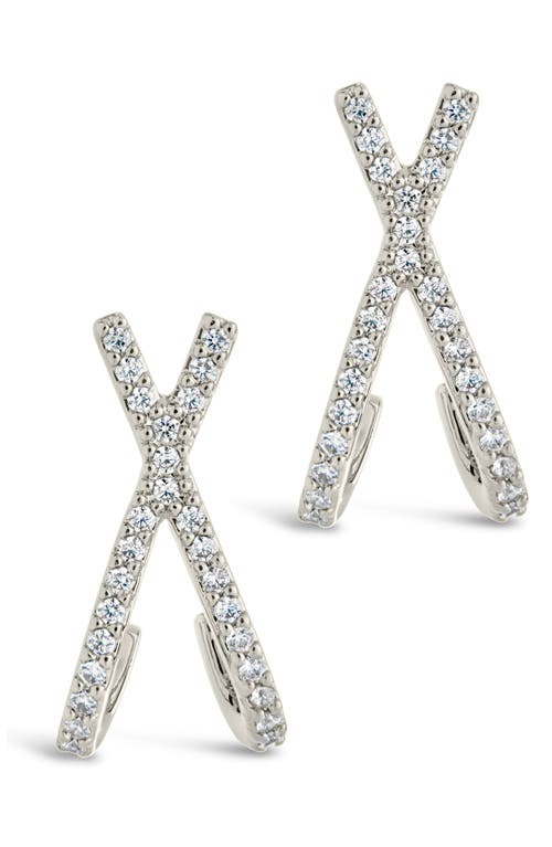 Sterling Forever Katie Cubic Zirconia Cross Stud Earrings In Metallic