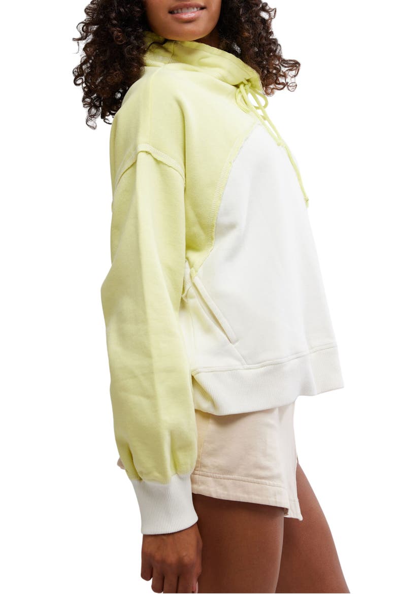 FP Movement Homestretch Colorblock Tie Neck Sweatshirt, Alternate, color, SOUR CITRUS COMBO