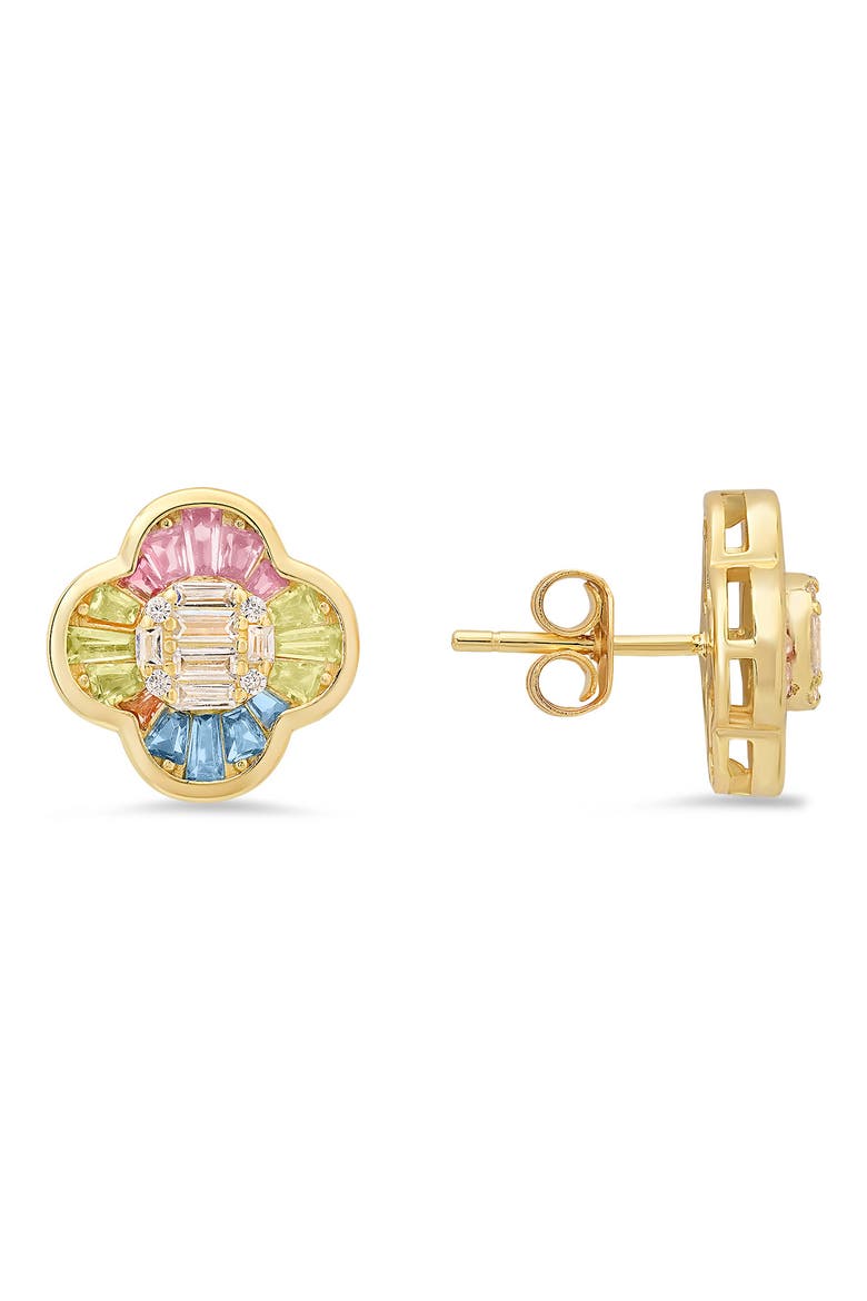 Pastel Clover Stud Earrings, Main, color, GOLD